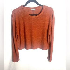 Cotton On Rust Orange Cropped Sweater Women’s M Long Sleeve Soft Knit Pullover